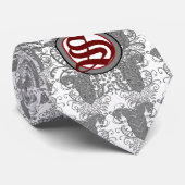 Groom Stropdas Lion Rampant Grey Swirls (Opgerold)