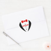 Groom Tex-Black Tuxedo & Red Bowtie Ronde Sticker (Envelop)
