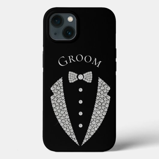 Groom Tuxedo Silver Typography Black Wedding Case-Mate iPhone Case (Achterkant)