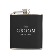Groom Weddenschap Simple Classic Black en White Heupfles (Voorkant)