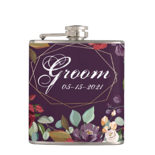 Groom Whiskey Flacon Plum Purple Rose Gold Geometr
