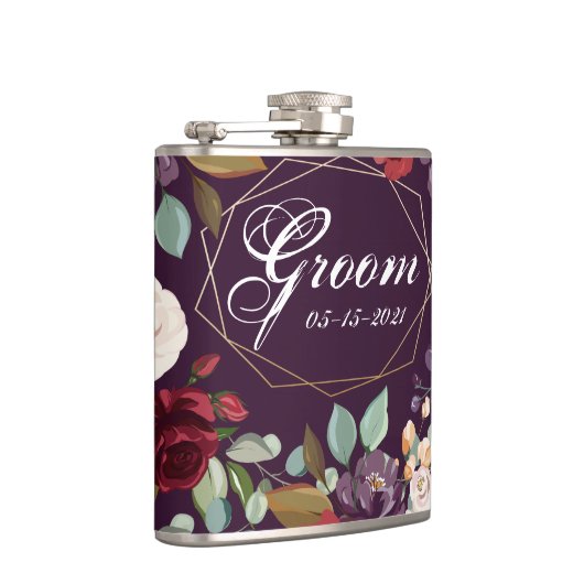 Groom Whiskey Flacon Plum Purple Rose Gold Geometr (Droite)