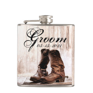 Groom Whiskey Flask boots country rustige western  Heupfles