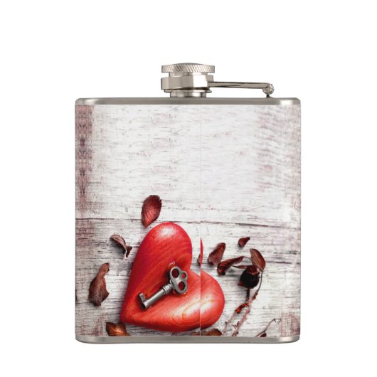 Groom Whiskey Flask Country Wood Key in mijn hart  Heupfles (Achterkant)