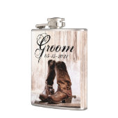 Groom Whiskey Flask laarzen land rustiek western w Heupfles (Links)