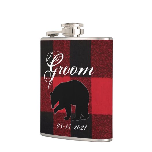 Groom Whiskey Flask Rood Buffel Plaid Beer Zwart Heupfles (Links)