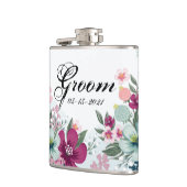 Groom Whiskey Flask Tropische Bloemen op Blue Ombr Heupfles (Links)