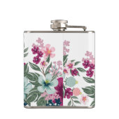 Groom Whiskey Flask Tropische Bloemen op Wit Heupfles (Achterkant)