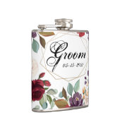 Groom Whiskey Flask Wit Rozen Goud Geometrisch Heupfles (Rechts)