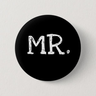 Groom White Text Mr. Ronde Button 5,7 Cm