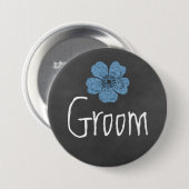 Groom Wild Blue Rozen Chalkboard Ronde Button 7,6 Cm (Voorkant /achterkant)