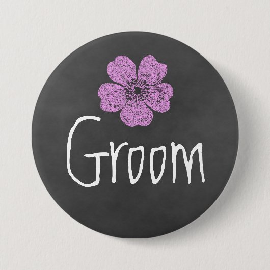 Groom Wild Roses Chalkboard Ronde Button 7,6 Cm (Voorkant)