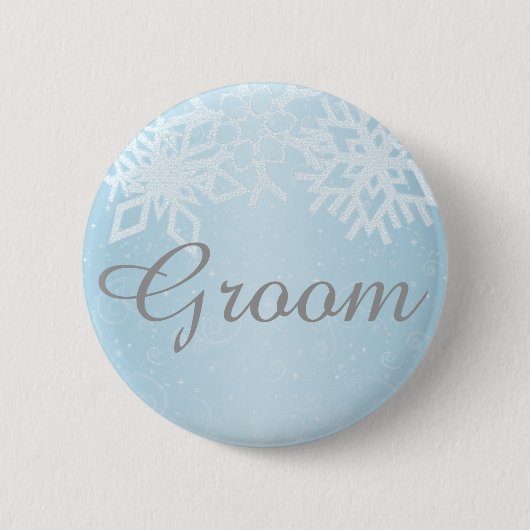 Groom Winter Snowflakes Ronde Button 5,7 Cm (Voorkant)