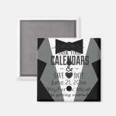 Groom Zwart Stropdas Tuxedo Sla de datum op Magneet (Voorkant / Achterkant)