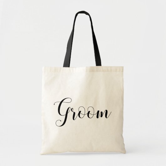 Groom. Zwart-witte elegant script bruiloft Tote Bag (Voorkant)