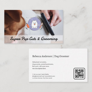 Groomer Brushing Dog   Dierlijke diensten Visitekaartje