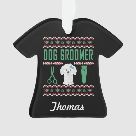 Groomer de chien personnalisé laide pull de Noël (devant)
