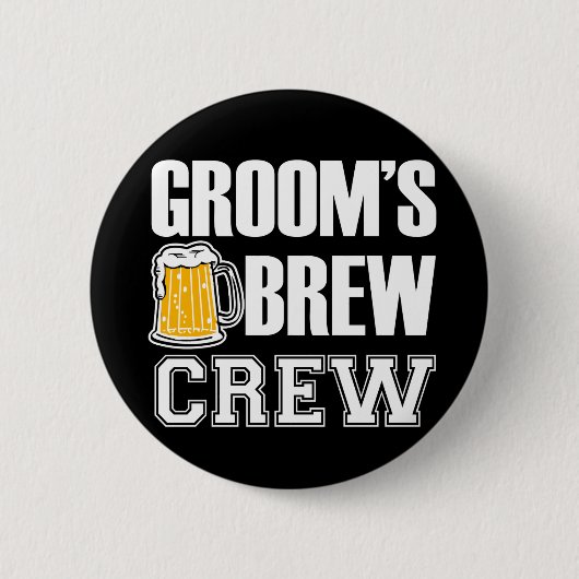Groom's Brew Crew Groomsmen knop Ronde Button 5,7 Cm (Voorkant)
