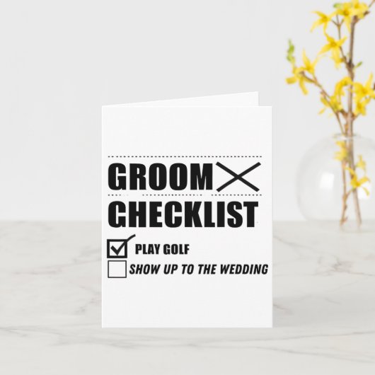 Groom's Checklist Golf Wedding - Grappig Bachelor Kaart (Gele Bloem)