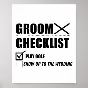 Groom's Checklist Golf Wedding - Grappig Bachelor Poster
