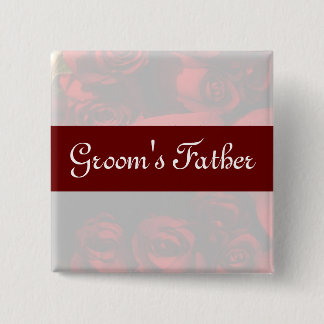 "Groom's Father" — Red Rose Bouquet (2) Vierkante Button 5,1 Cm