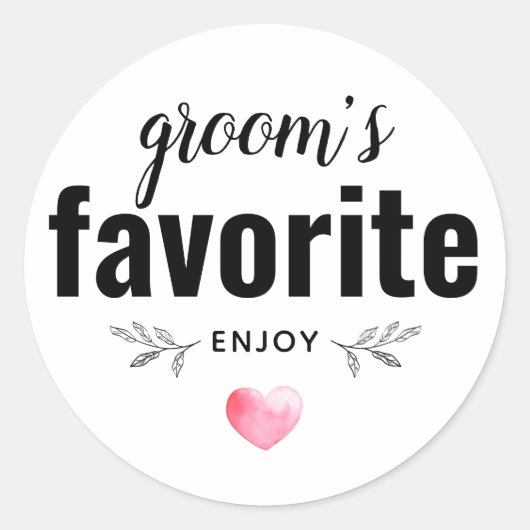 Groom's favoriete bruiloft ronde sticker (Voorkant)