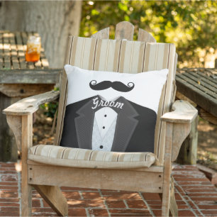 Groom's Mustache Tuxedo Black Stropdas Pillow Buitenkussen