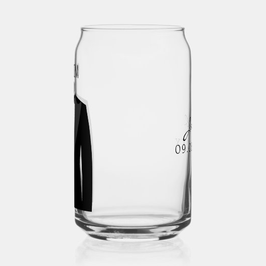 Groom's Naam Zwart Tuxedo trouwdatum Blikvorm Glas (Links)