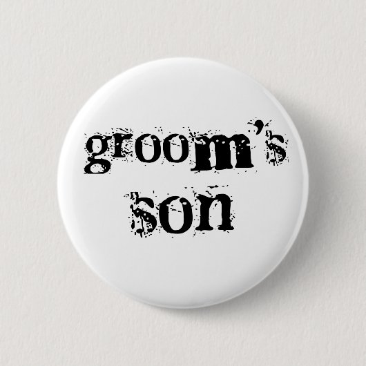 Groom's Son Black Text Ronde Button 5,7 Cm (Voorkant)
