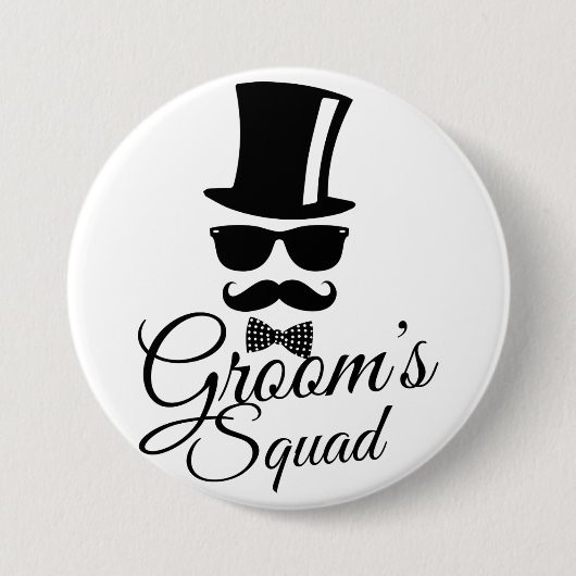 Groom's squad ronde button 7,6 cm (Voorkant)