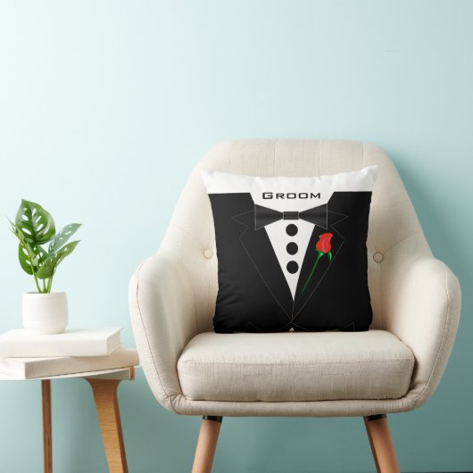 Groom's Tuxedo Black Stropdas Pillow Kussen (Stoel)