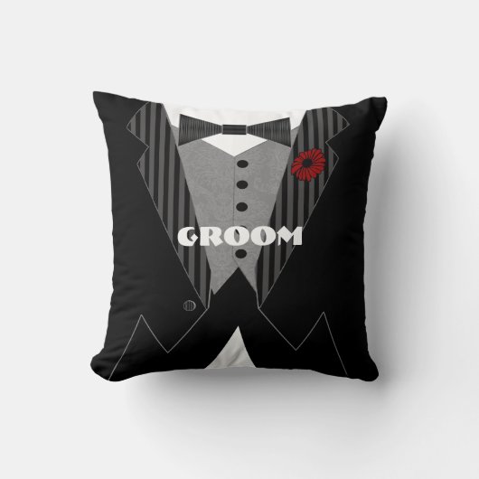 Grooms Tuxedo Pillow-Choose Vloerkleur Kussen (Voorkant)