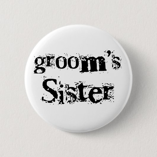 Groom's zuster Black Text Ronde Button 5,7 Cm (Voorkant)