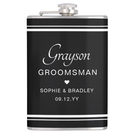 Groomsman Aangepaste Gepersonaliseerde Wedding Par Heupfles (Voorkant)