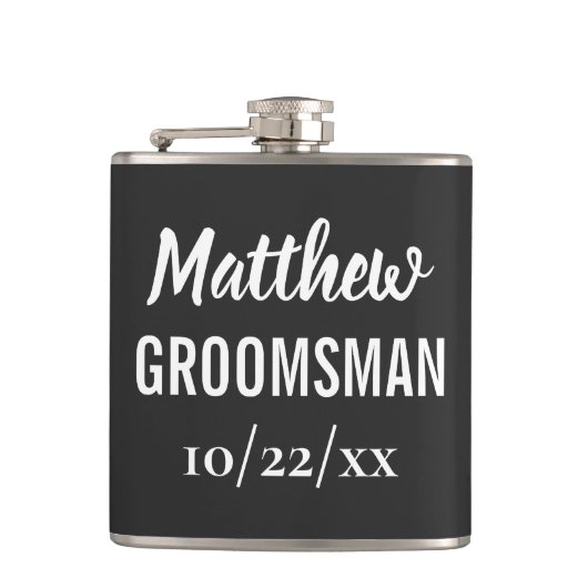Groomsman Bachelor Party Elegant Wedding Favor Heupfles (Voorkant)