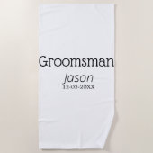 Groomsman Bachelorette Party Voeg naam toe Modern  Strandlaken (Voorkant)