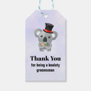 Groomsman bedankt Koala Pun Cadeaulabel