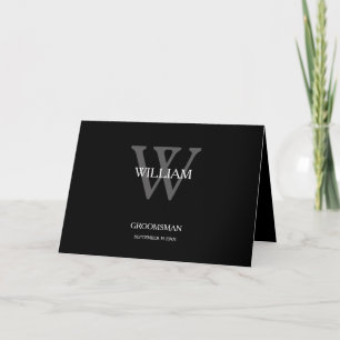 Groomsman bedankt monogram + naam Kaart.