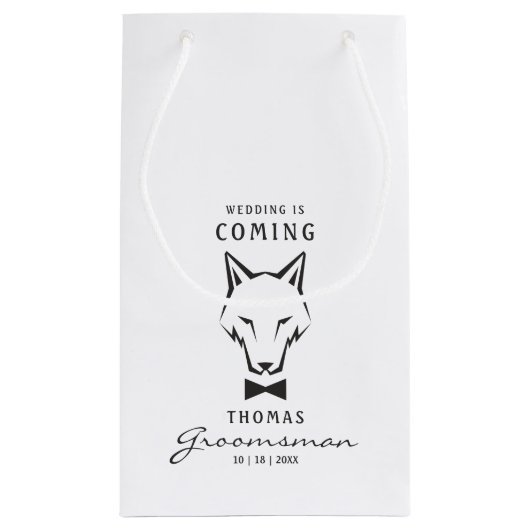 Groomsman Best Man Groom Wolf Klein Cadeauzakje (Achterkant)