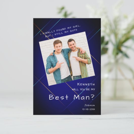 Groomsman Best Man Proposal on Dark Background Kaart (Staand voorkant)