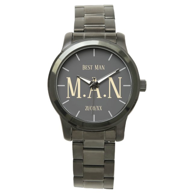 Groomsman Best Man Vader Bride Groom Monogramed Horloge (Voorkant)