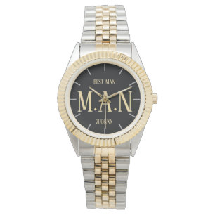Groomsman Best Man Vader Bride Groom Monogramed Horloge