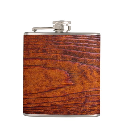 Groomsman Beste Man Trouwfeest Woodgrain Heupfles (Voorkant)