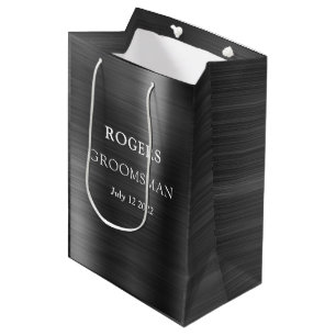 Groomsman Black Brushed Metal Medium Cadeauzakje