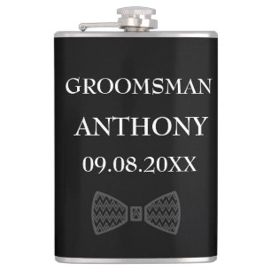 Groomsman Black Elegant Custom Name Gifts Wedding Heupfles