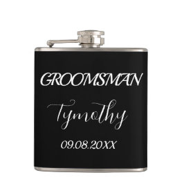 Groomsman Black Elegant Simple Gifts Wedding Heupfles