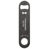 Groomsman Black Leather Bow Stropdas Bar Key Speed Flessenopener (Voorkant)