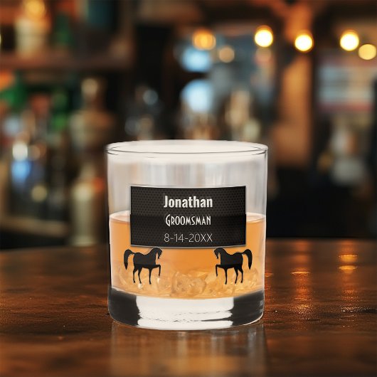 Groomsman Black Metallic Personalized Whisky Glas