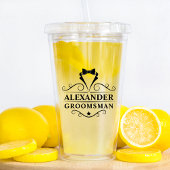 Groomsman Black Stropdas Acryl Drinkbeker