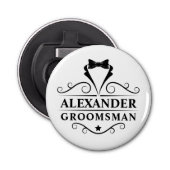 Groomsman Black Stropdas Button Flesopener (Voorkant)